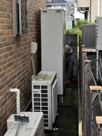 東京都立川市K様の交換工事前、長府製作所のエコキュート、EHP-3755GPXHT