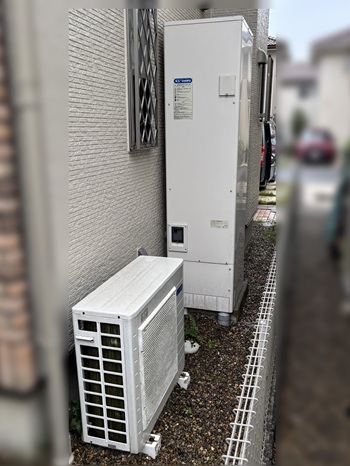 千葉県印西市A様の交換工事前、長府製作所のエコキュート、EHP-3736GPXH