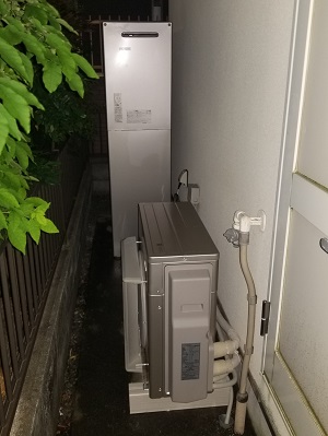 東京都杉並区Y様の交換工事後、リンナイのハイブリッド給湯・暖房システム、ECO ONE