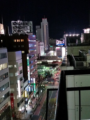 東京都渋谷区　テナント工事、テラスからの眺め（夜間）
